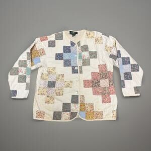 Rare Vintage ORVIS 90's Women's Patchwork Blanket Quilted Crop Jacket Size Large
